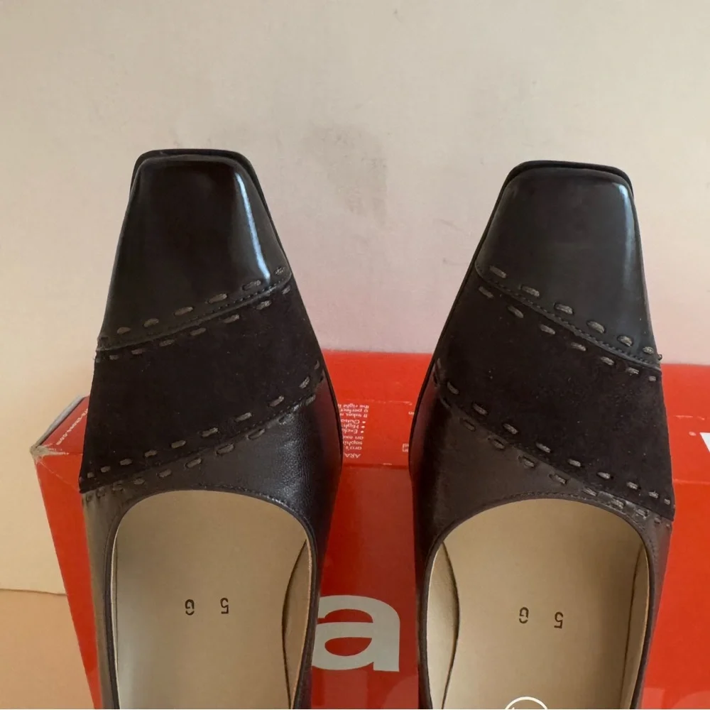 Rene by Ara Women's Elegant Black Leather Shoes. Heels. Size: 7.5